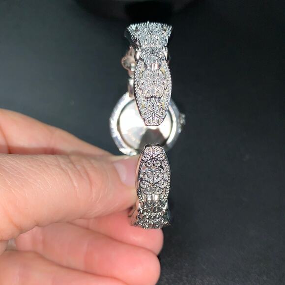 Dark Crystal Watch Bracelet in Silver Filigree-Moonlit Relic - Picture 6 of 7